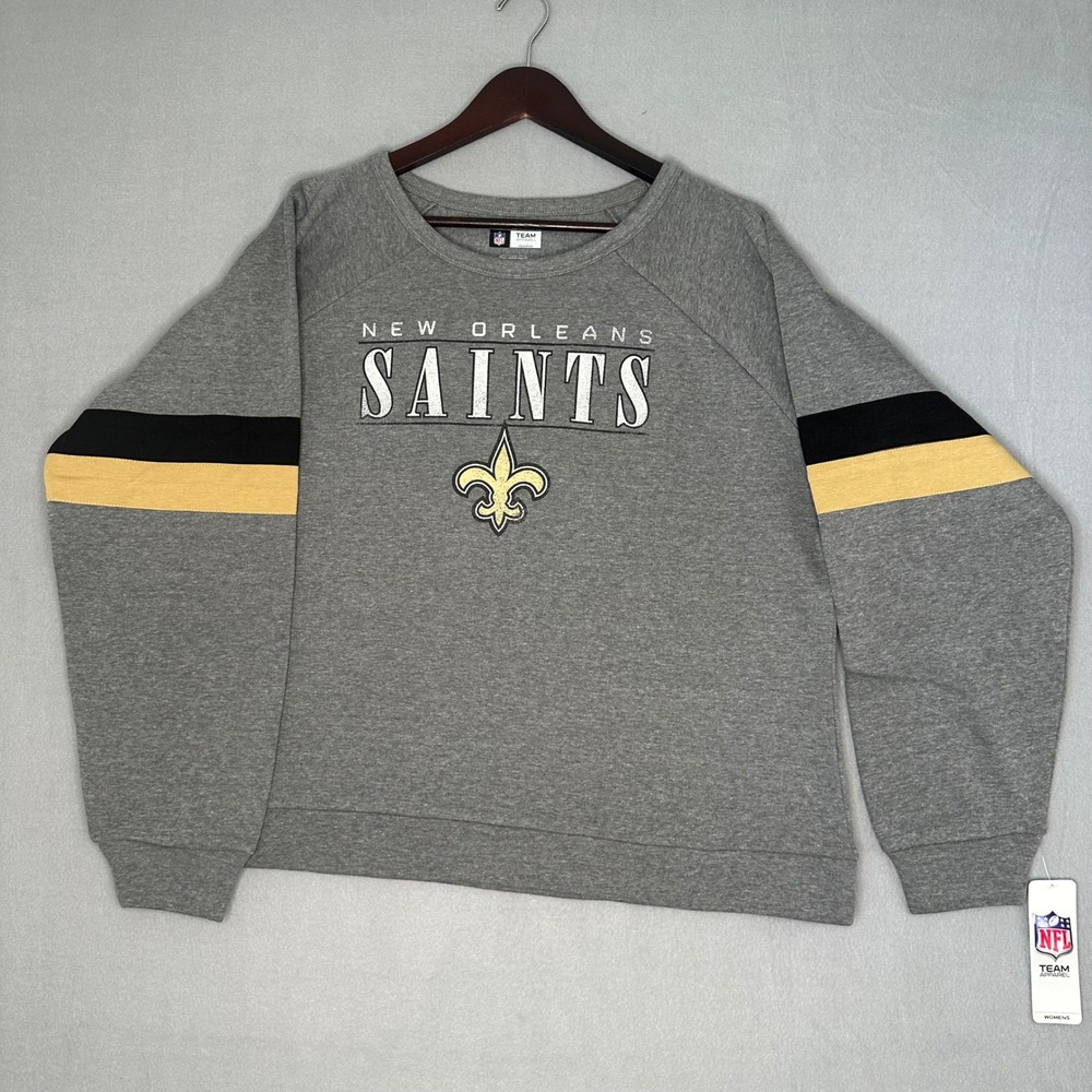 New Orleans Saints NFL Team Apparel Womens 2XL Gray‎ Crewneck Sweatshirt